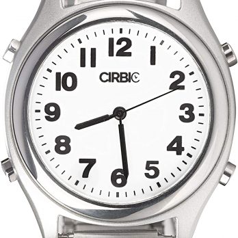Talking Watch with Large Numbers and Expandable Strap, self-Setting for Visually impaired, Blind or Elder People (Silver)